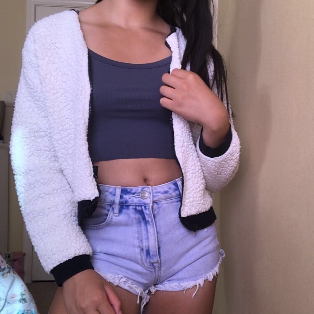 White Sherpa Bomber Jacket